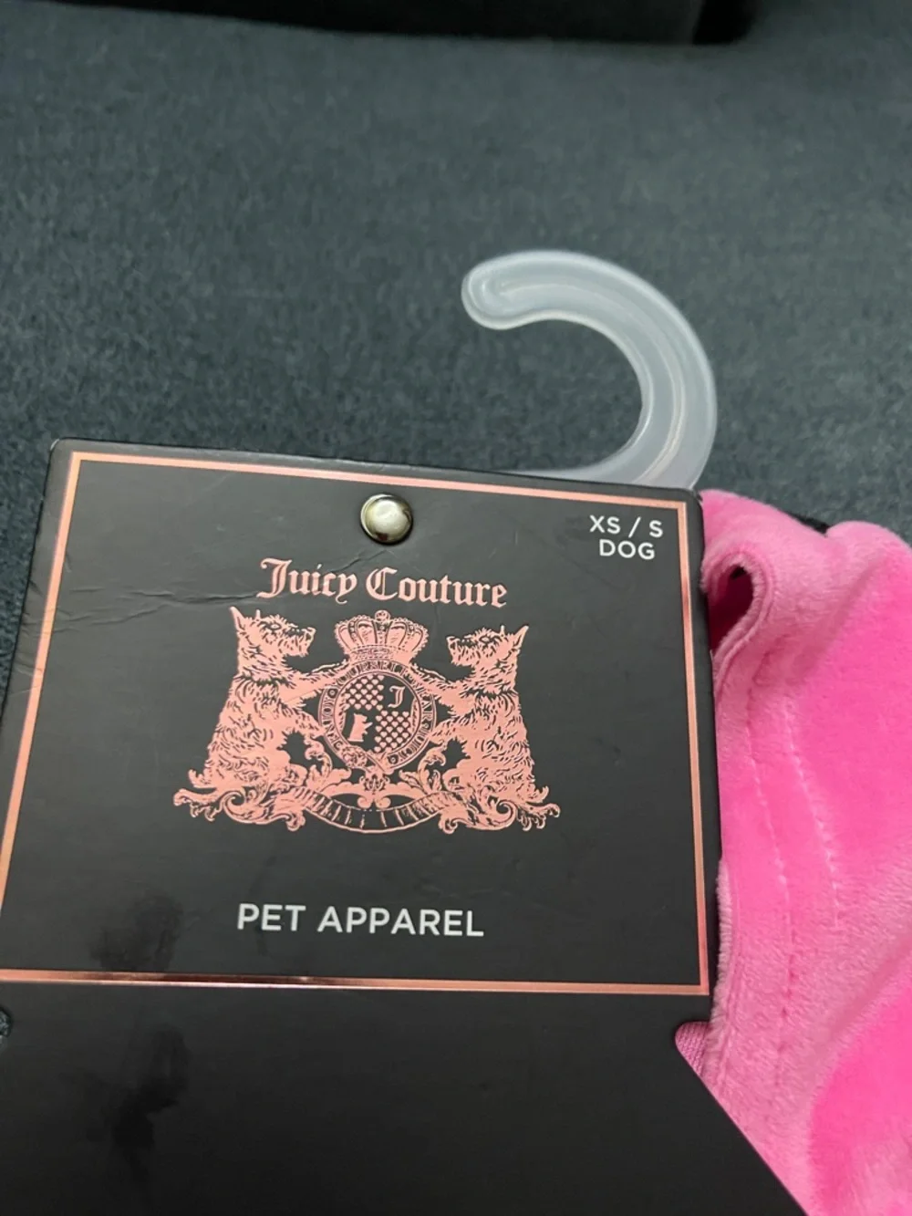 Juicy Hot Pink velour Dog tracksuit with Rhinestone Hoodie XS